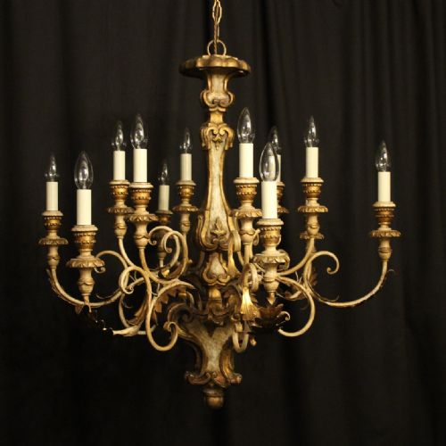 Florentine 12 Light Wooden Polychrome Chandelier