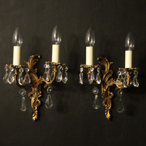 French Pair of Gilded Antique Wall Lights