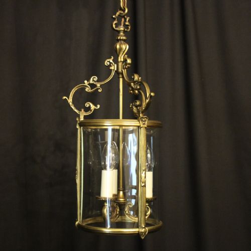 French Gilded Bronze Convex Antique Hall Lantern