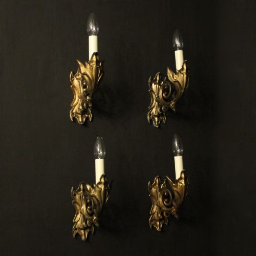 French Set of 4 Gilded Bronze Single Arm Wall Lights