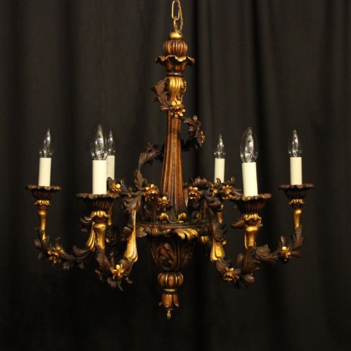 Italian Florentine Giltwood 6 Light Chandelier