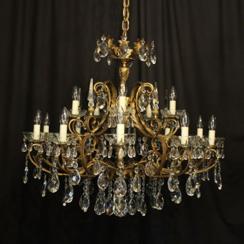 Italian Gilded & Crytsal 16 Light Antique Chandelier