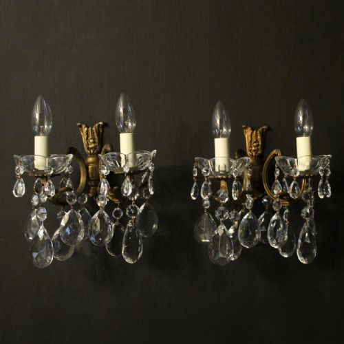 Italian Gilded Twin Arm Antique Wall Lights