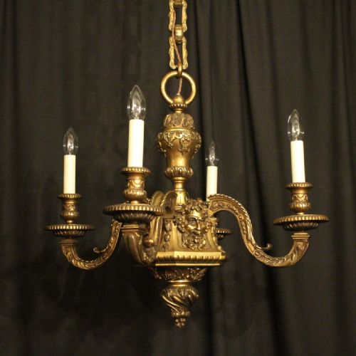 French 19th Century Gilded Bronze 4 Light Antique Chandelier