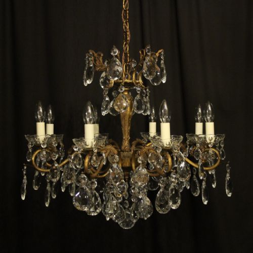 Italian Gilded & Crystal 8 Light Antique Chandelier