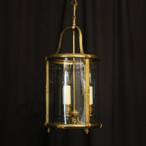 French Gilded Triple Light Convex Antique Lantern