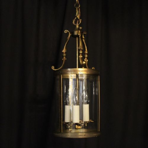 French Gilded Triple Light Convex Antique Lantern