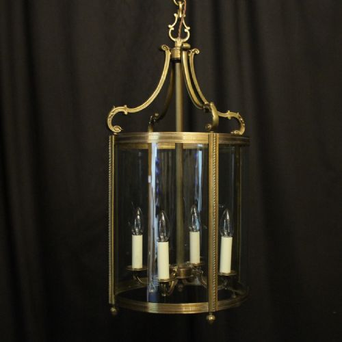 French Large Gilded Bronze Antique Convex Hall Lantern
