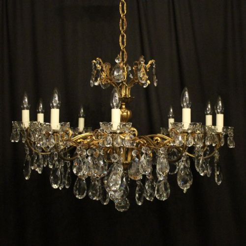 Italian Gilded Bronze 10 Light Antique Chandelier
