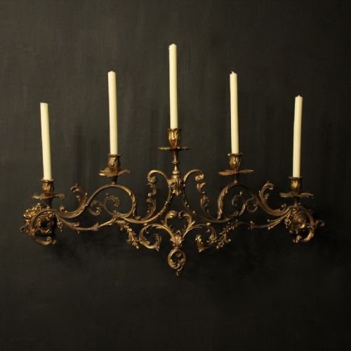French Gilded Bronze Antique Candle Wall Sconce