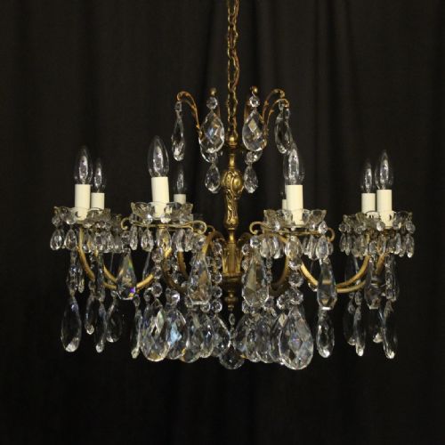 Italian Gilded & Crystal 8 Light Antique Chandelier