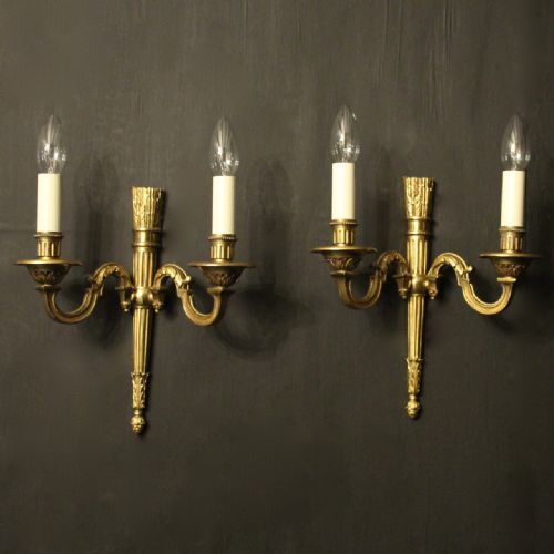 French Pair of Gilded Bronze Antique Wall Lights