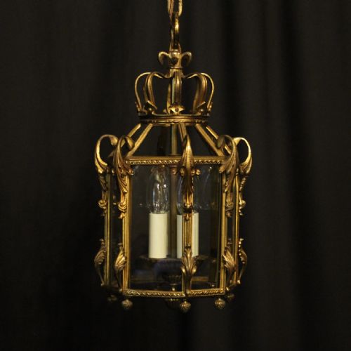French Gilded Bronze Four Light Antique Lantern