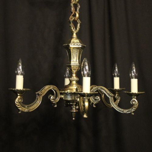 French Brass 6 Light Antique Chandelier
