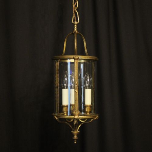 French Gilded Triple Light Convex Antique Lantern