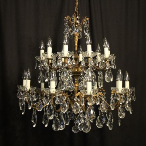 Italian Gilded 20 Light Double Tiered Antique Chandelier