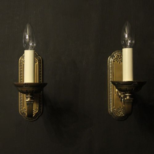 French Pair of Brass Single Arm Wall Lights