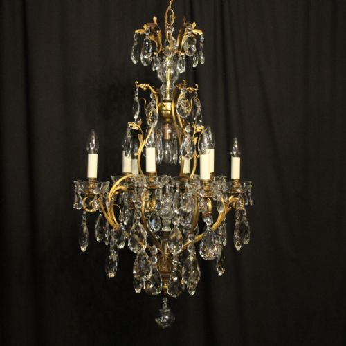 French Gilded Birdcage 9 Light Antique Chandelier