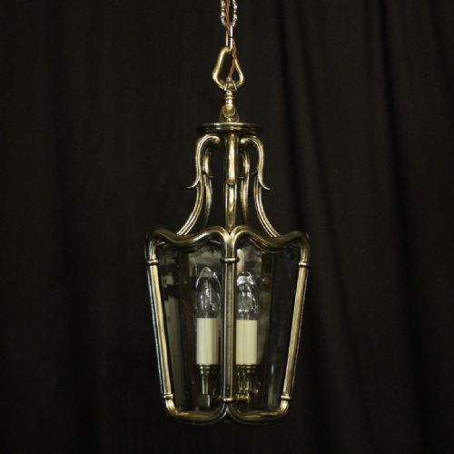 French Twin Light Brass Antique Hall Lantern