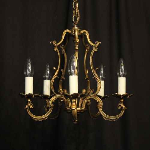 French Gilded 5 Light Antique Chandelier
