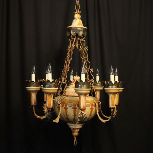 Florentine Wooden 8 Light Polychrome Chandelier