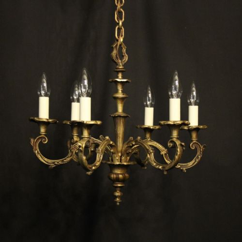 French Gilded 6 Light Antique Chandelier