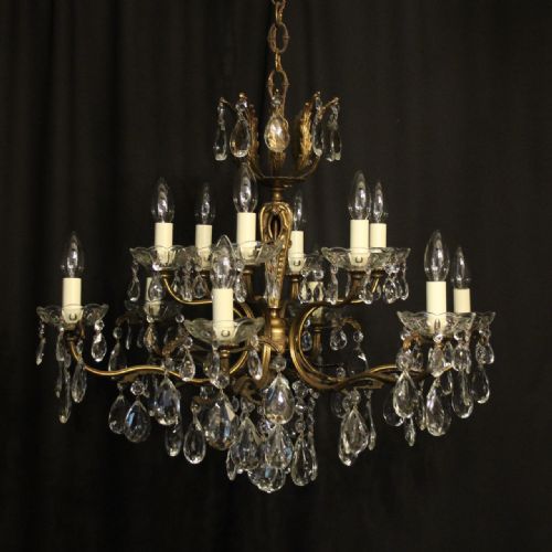 Italian Gilded & Crystal 12 Light Antique Chandelier