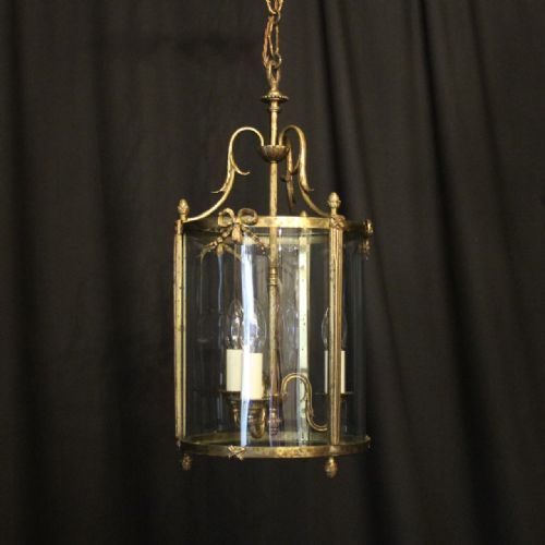 French Triple Light Convex Antique Hall Lantern