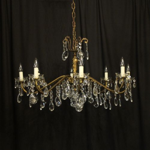 Italian Gilded & Crystal 8 Light Antique Chandelier
