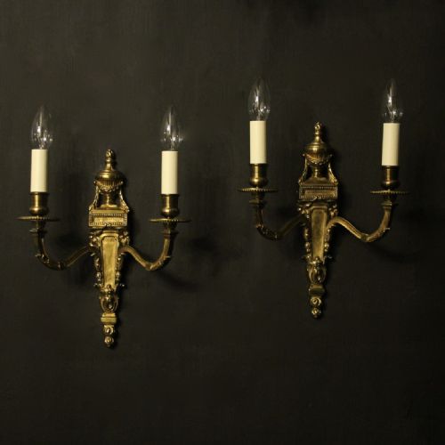 French Pair of Gilded Bronze Antique Wall Lights
