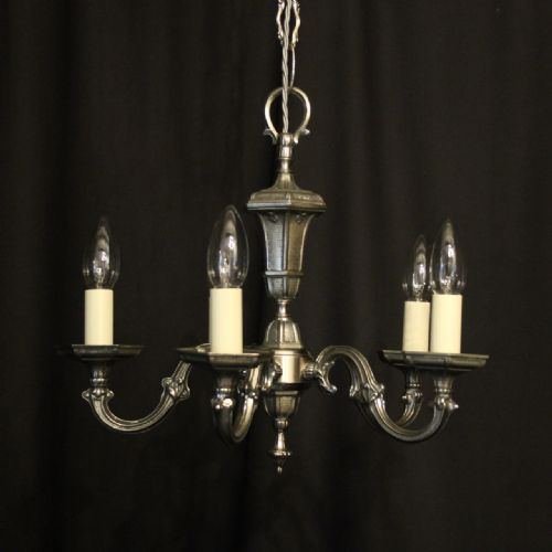 French Silver Gilded 5 Light Chandelier