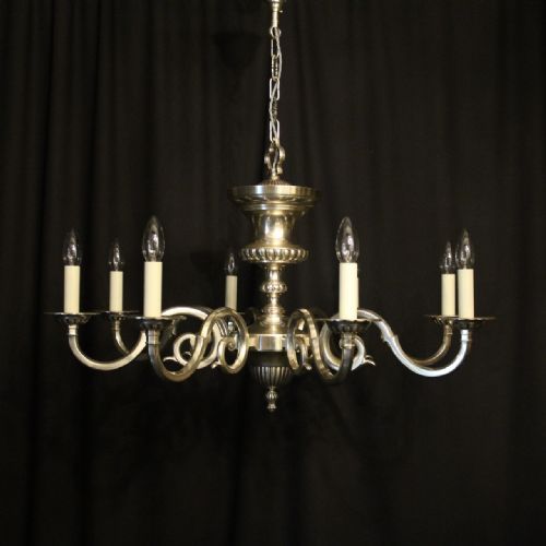 English Silver Plated 8 Light Antique Chandelier