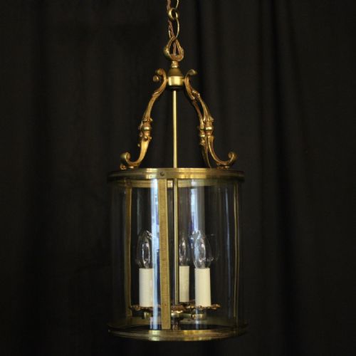 French Gilded Convex Triple Light Antique Lantern