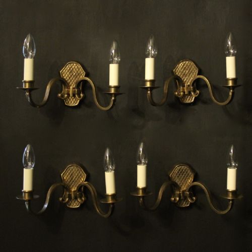 French Set of 4 Gilded Brass Wall Lights