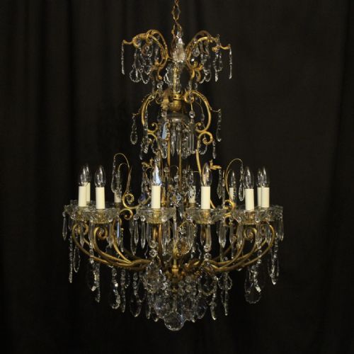 French Gilded Bronze Cage Antique Chandelier