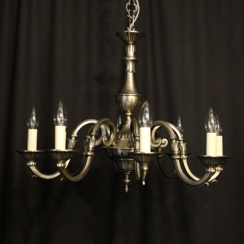 French Silver Gilded 8 Light Chandelier