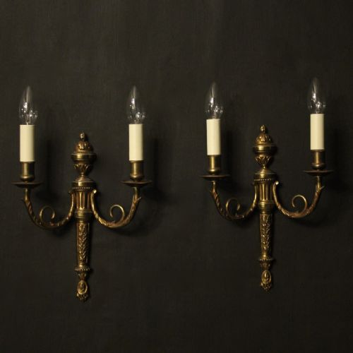 French Gilded Brass Twin Arm Antique Lights