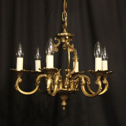 French Gilded Bronze 6 Light Chandelier