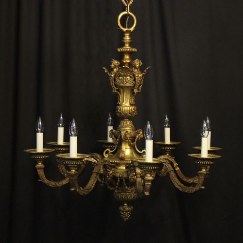 French Late 19th Century Gilded Bronze 8 Light Antique Chandelier