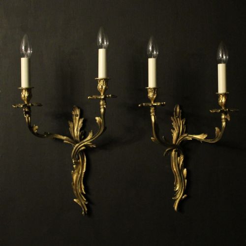 French 19th Century Pair of Gilded Bronze Antique Wall Gasoliers