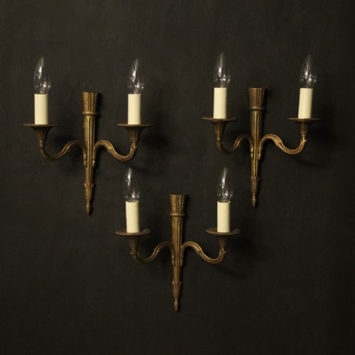 French Set of 3 Gilded Brass Antique Wall Lights