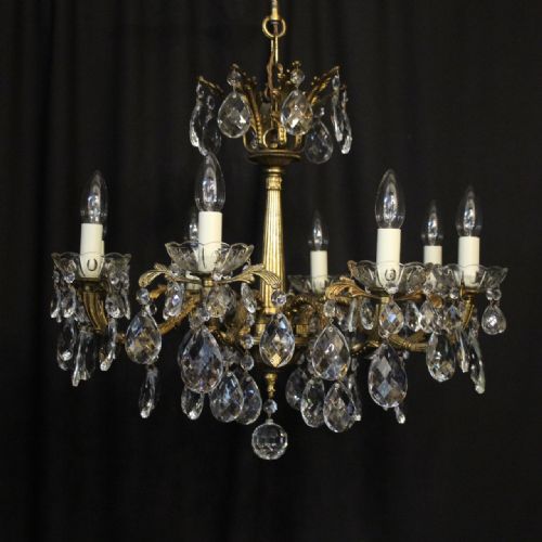 Italian Gilded Brass 8 Light Antique Chandelier