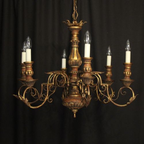 Italian Florentine Giltwood 6 Light Chandelier