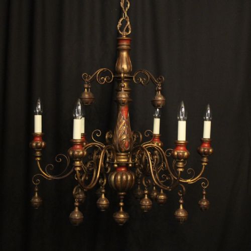 Italian Florentine Giltwood 6 Light Chandelier