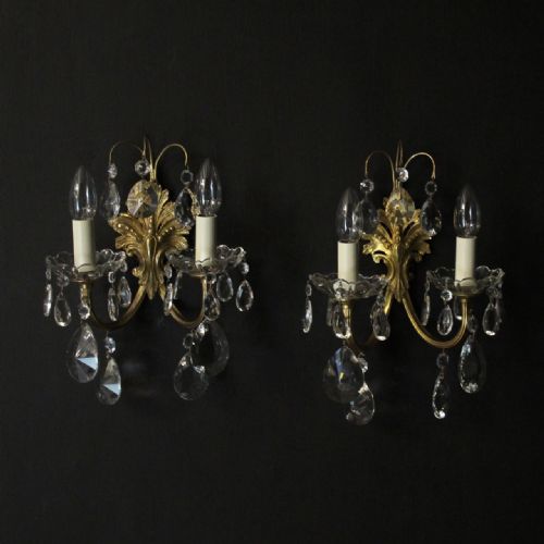 French Pair of Twin Arm Antique Wall Lights
