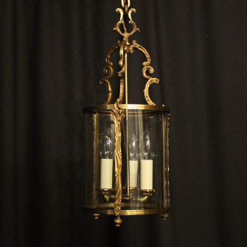 French Gilded Convex Antique Hall Lantern