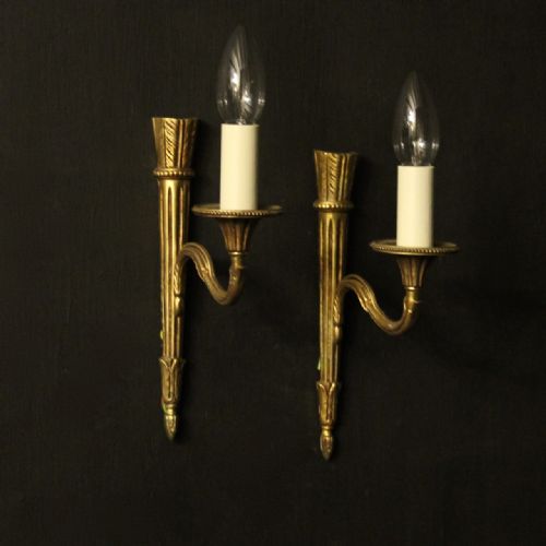 French Pair of Gilded Brass Antique Wall Lights