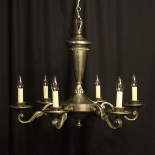 French Silver Gilded 6 Light Antique Chandelier
