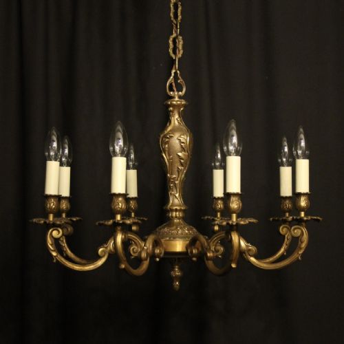 French Gilded Bronze 8 Light Chandelier