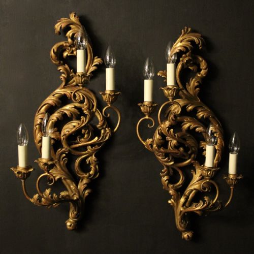 Florentine 4 Light Giltwood Antique Wall Lights